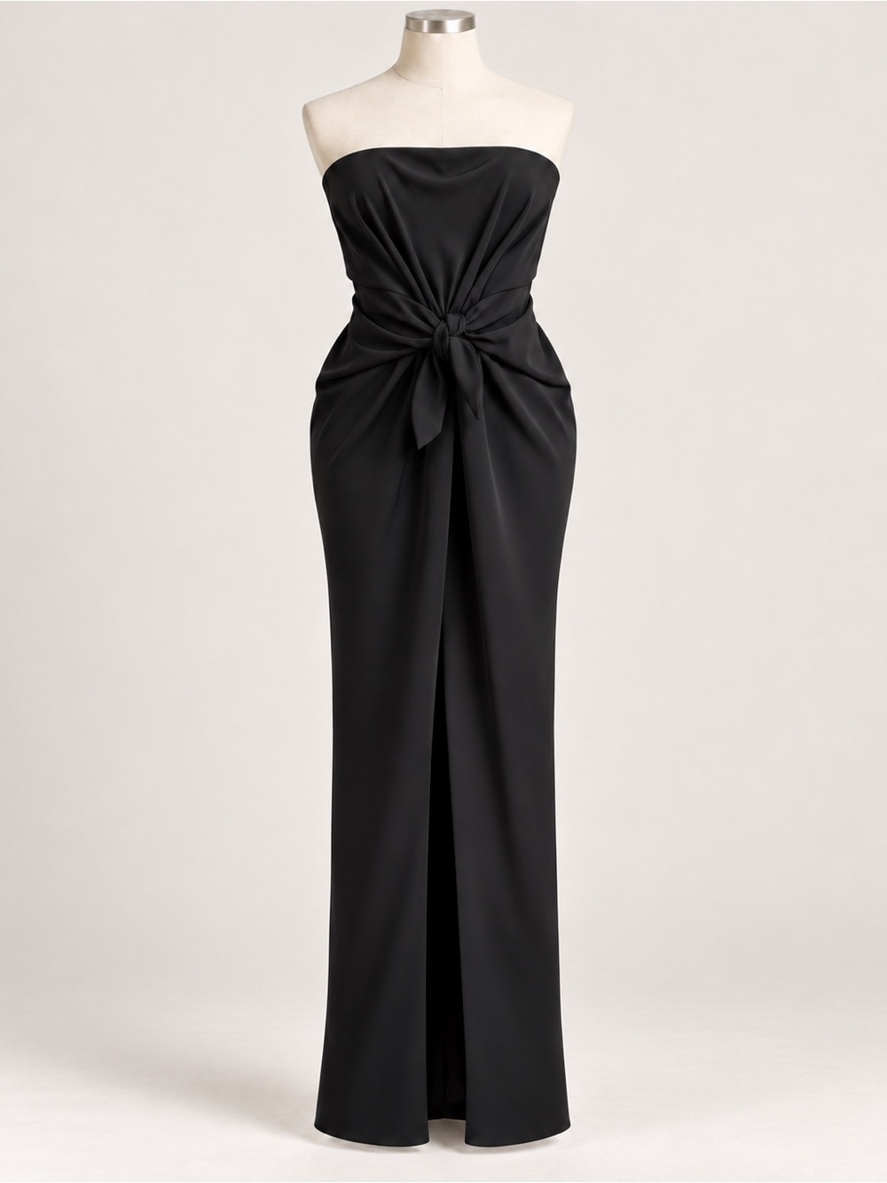 Halston Heritage Black Strapless Knot Front Column Gown Size 4 NWT